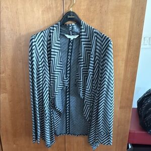 Trina Turk Black and grey Chevron Open Front Cardigan
